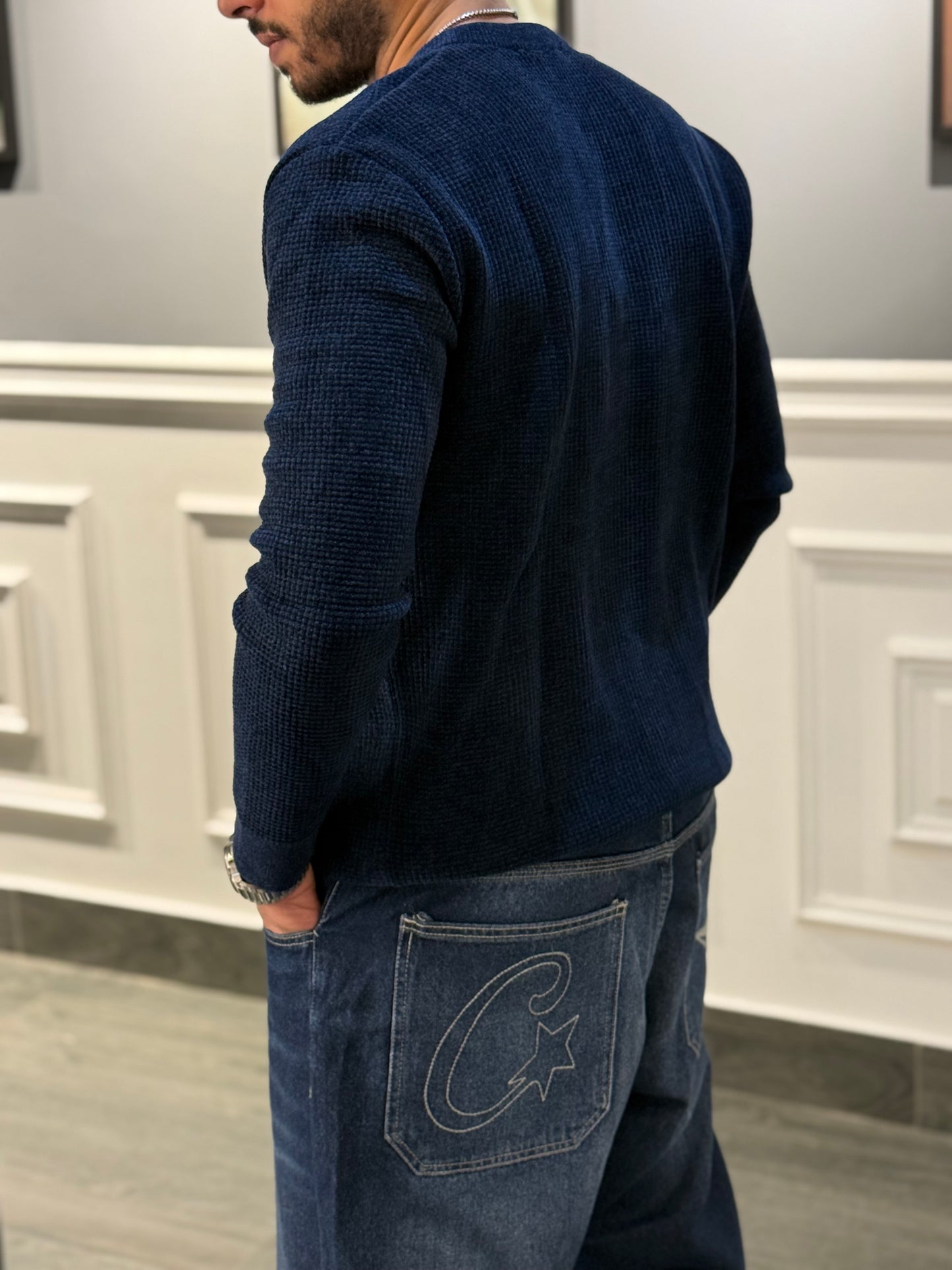 Navy Blue Wool Sweater