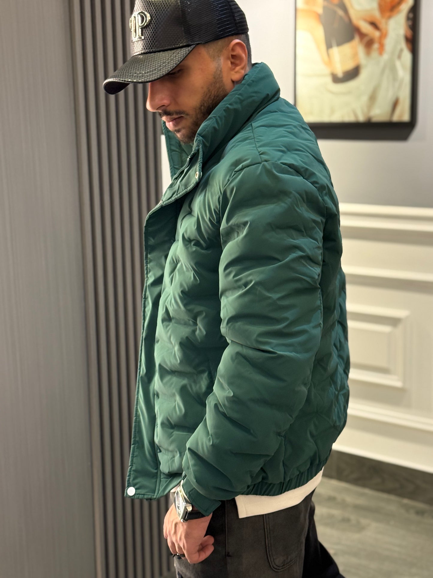 Green half coller bomber