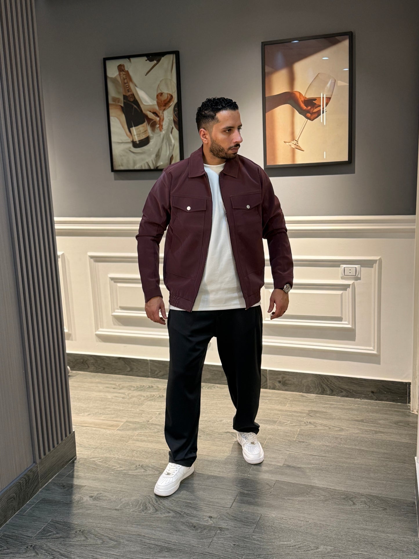 Burgundy jacket suide