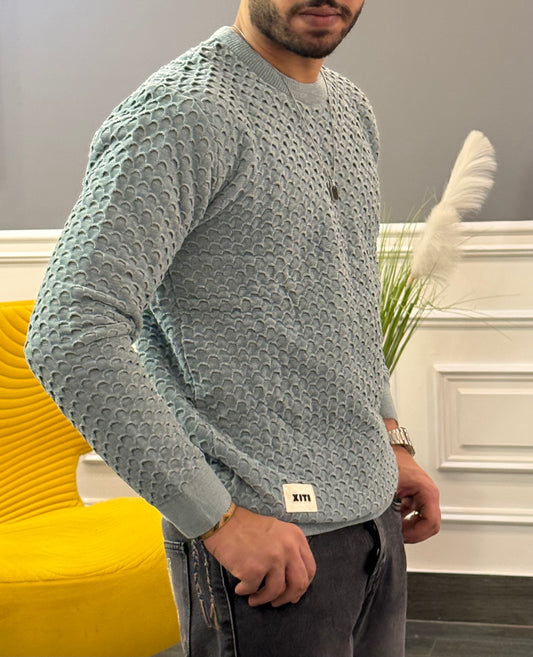 Ment green round basic pullover