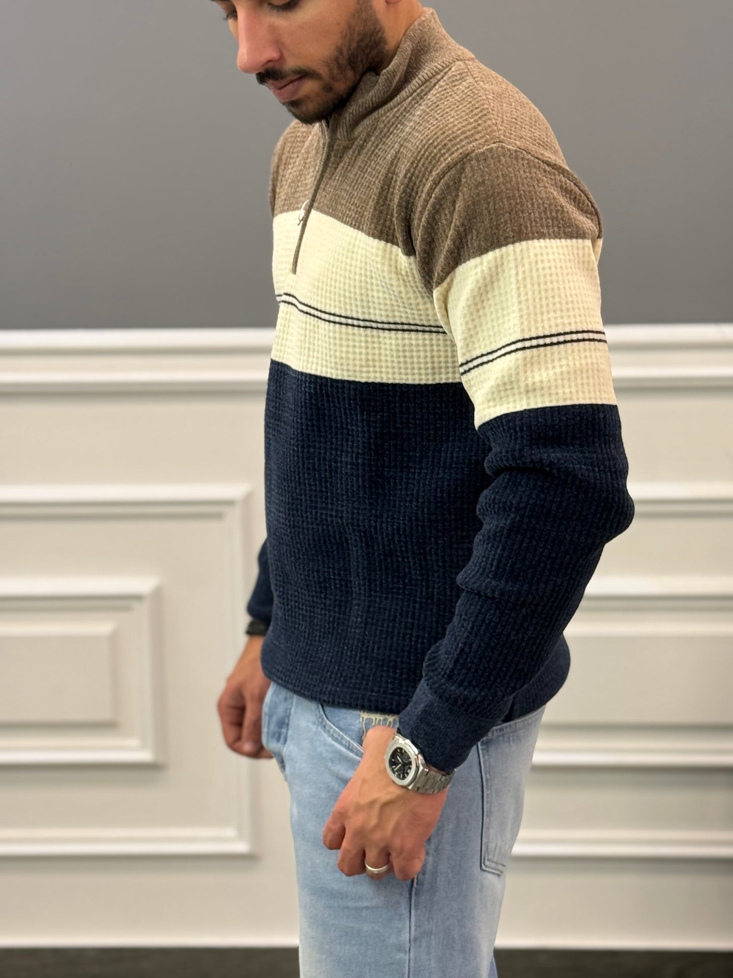 Navy Blue Striped sweater