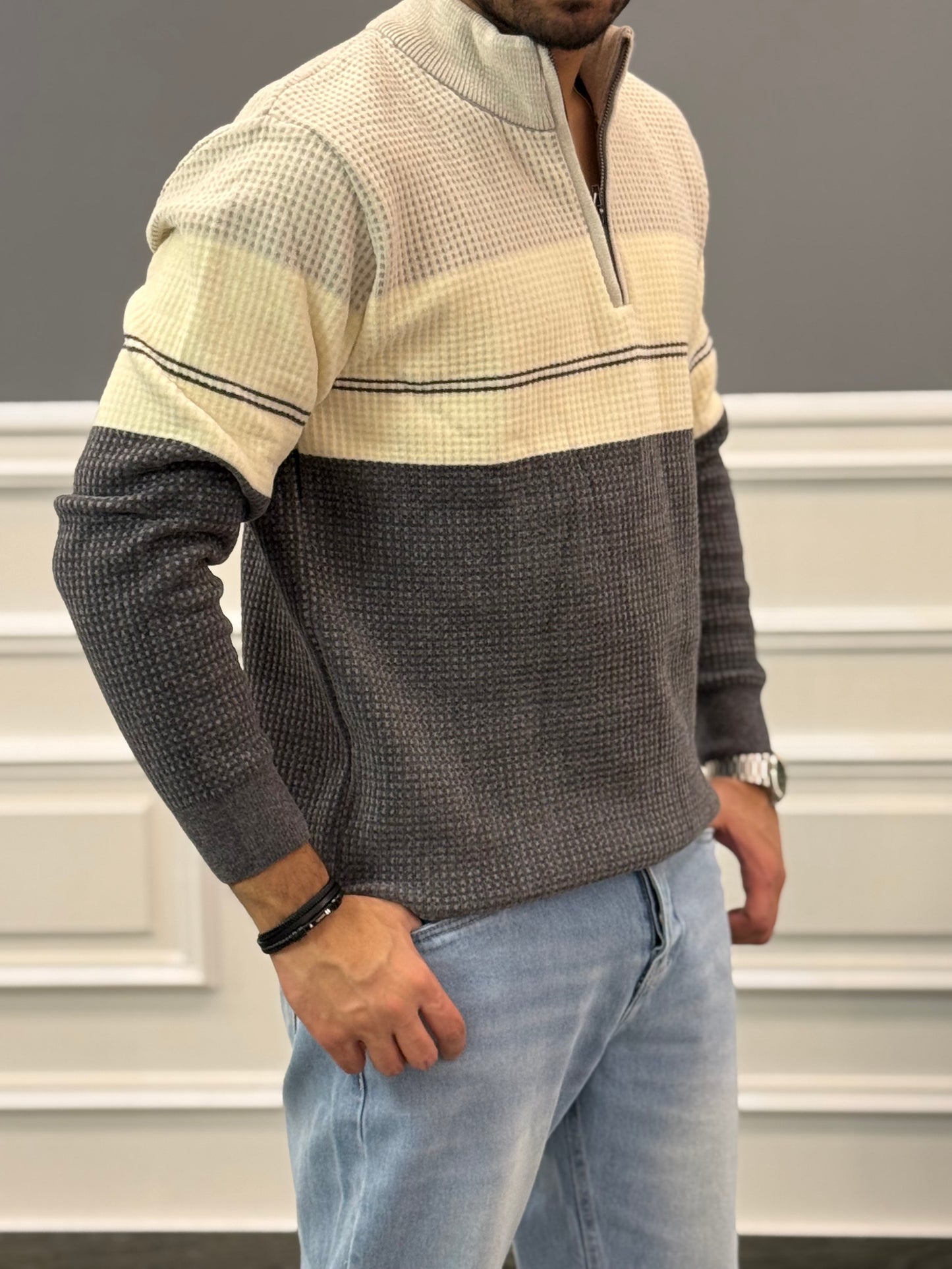 Gray Striped sweater