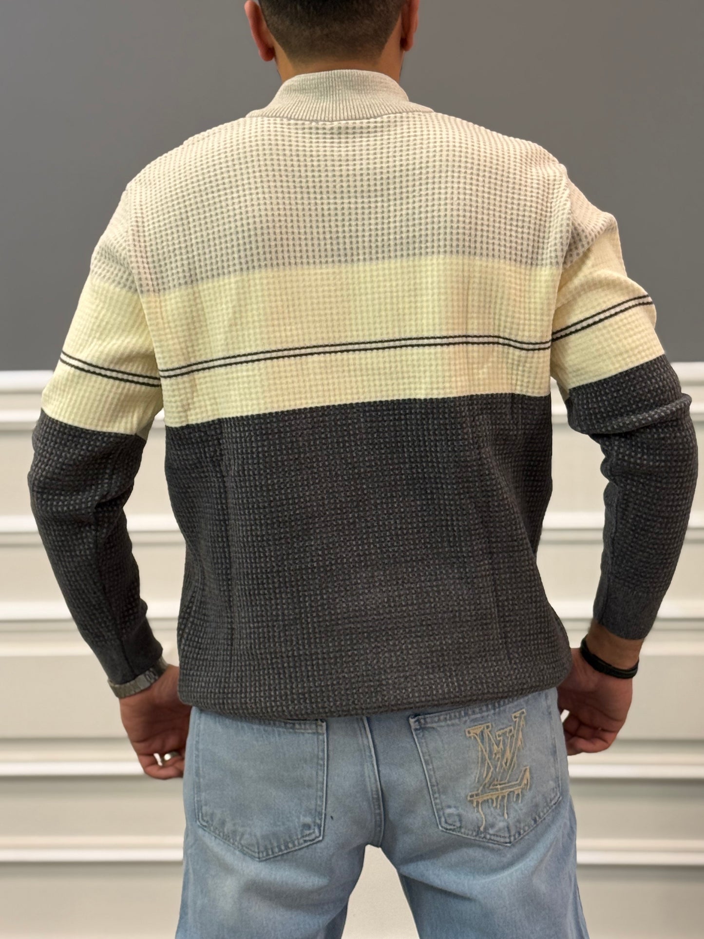 Gray Striped sweater