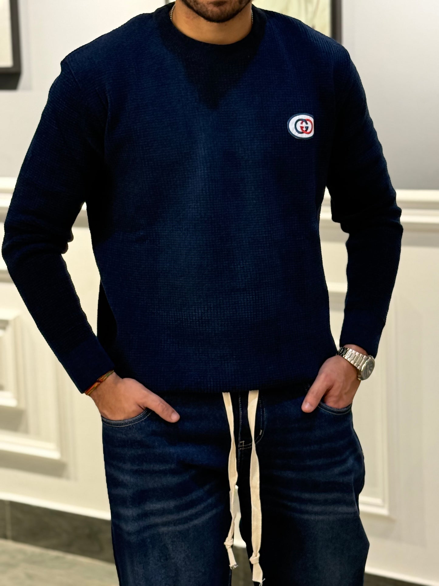 Navy Blue Wool Sweater