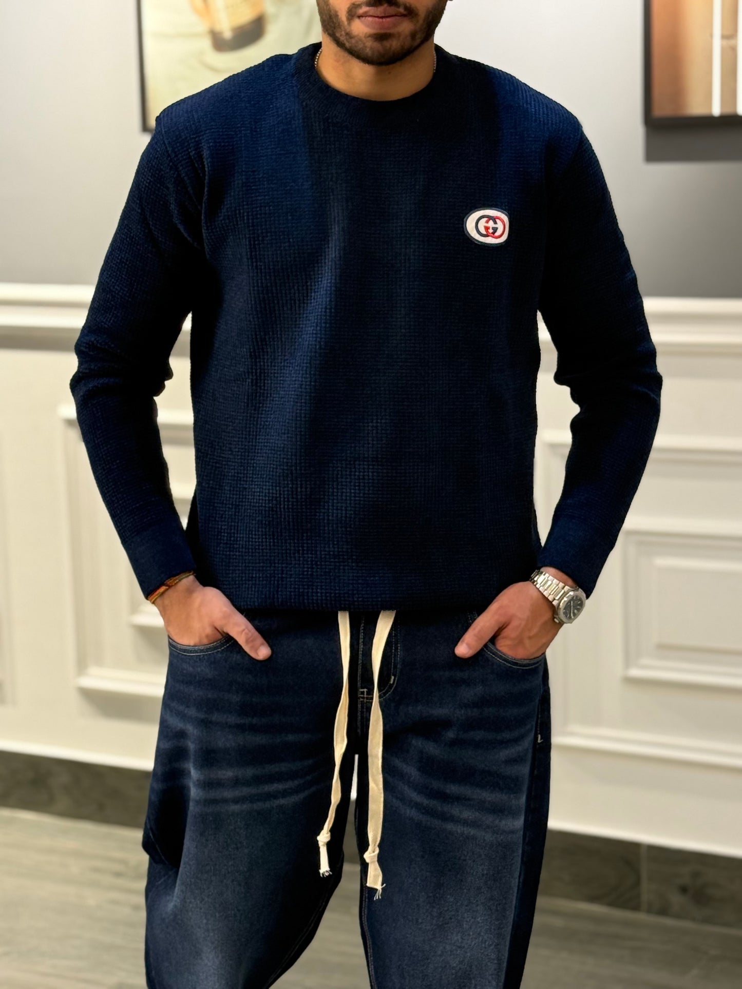Navy Blue Wool Sweater