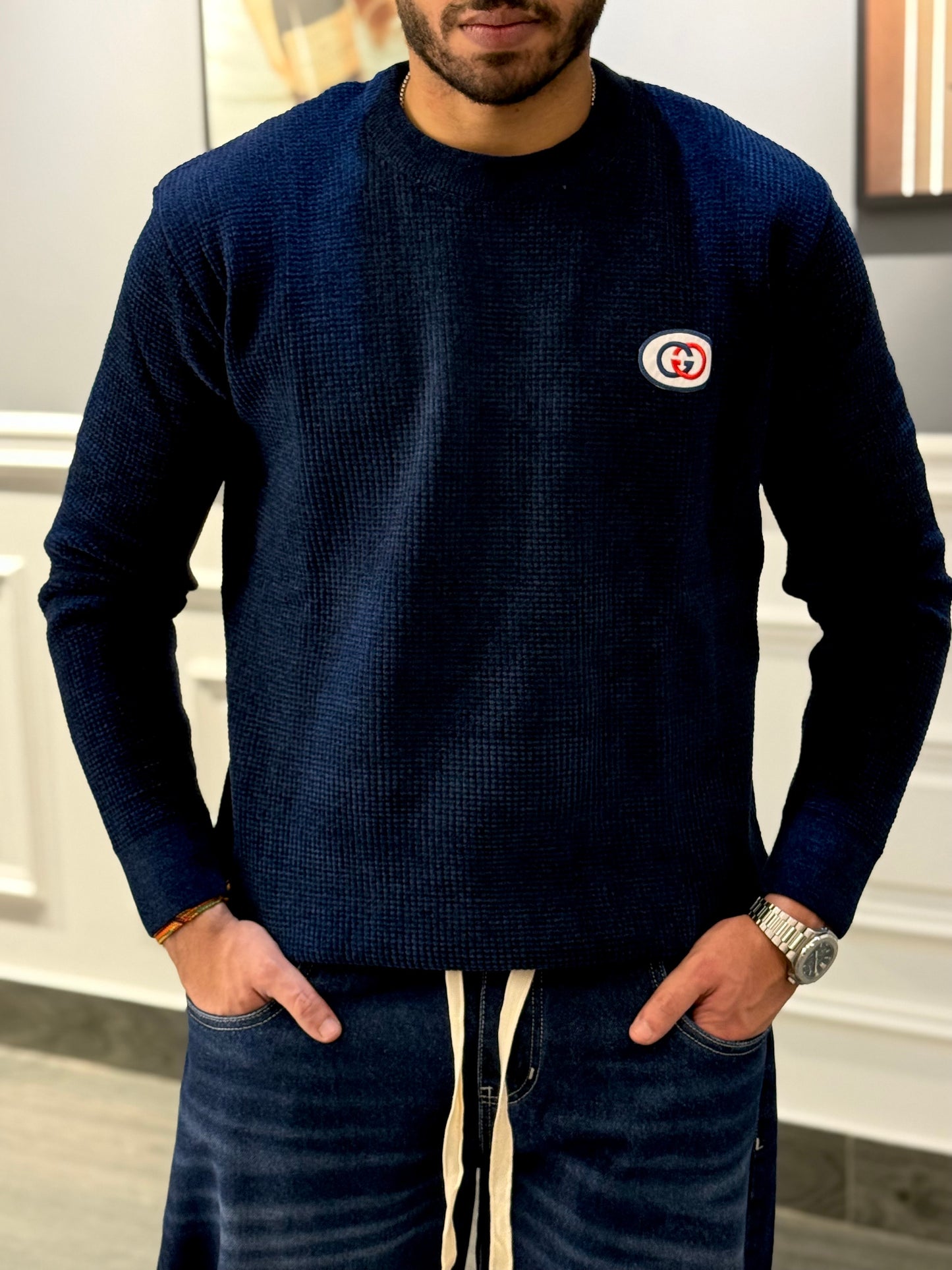 Navy Blue Wool Sweater