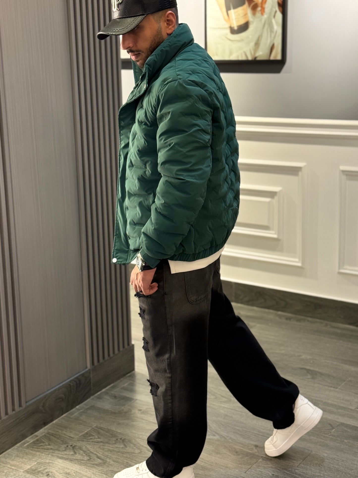 Green half coller bomber