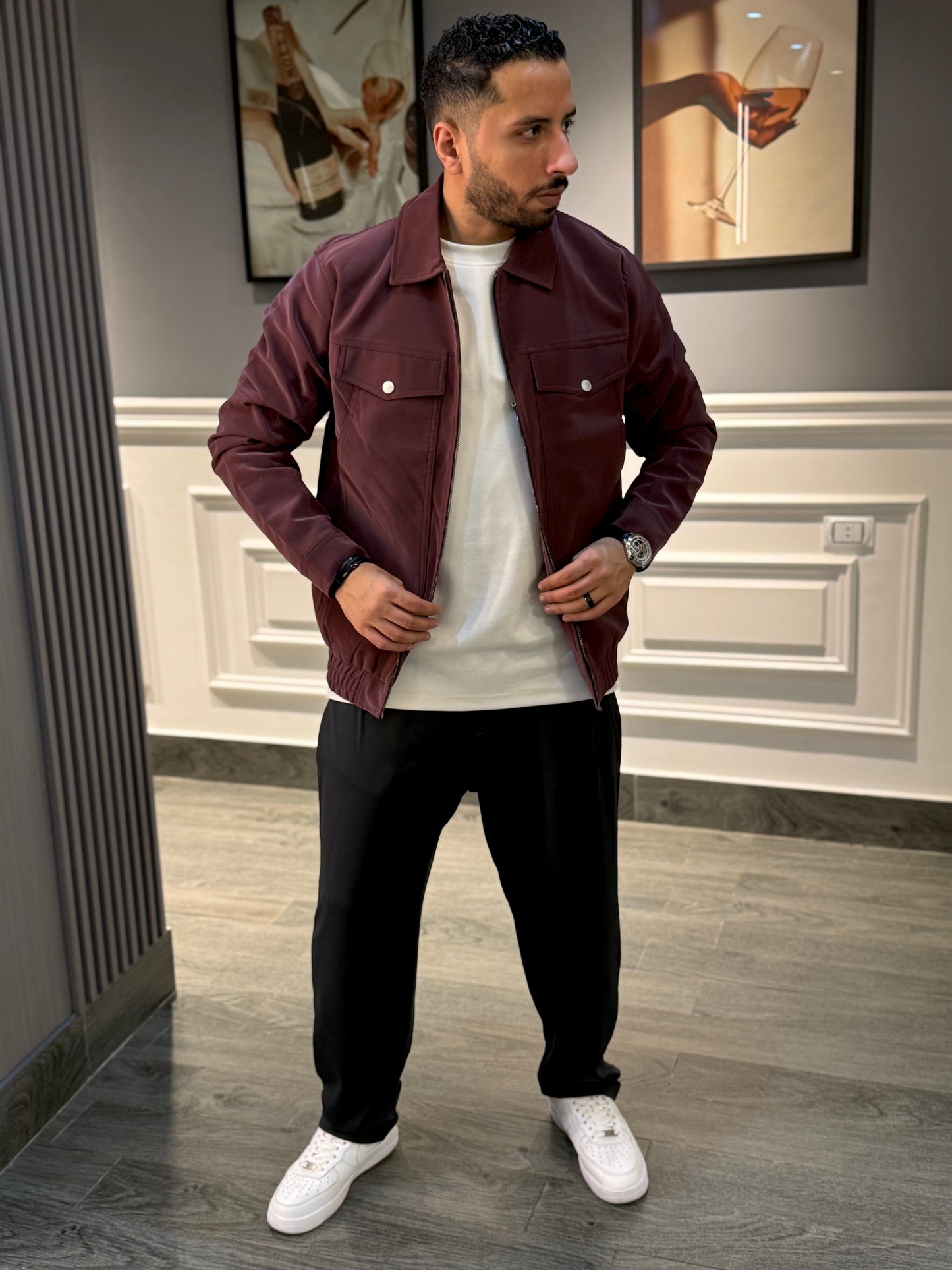 Burgundy jacket suide