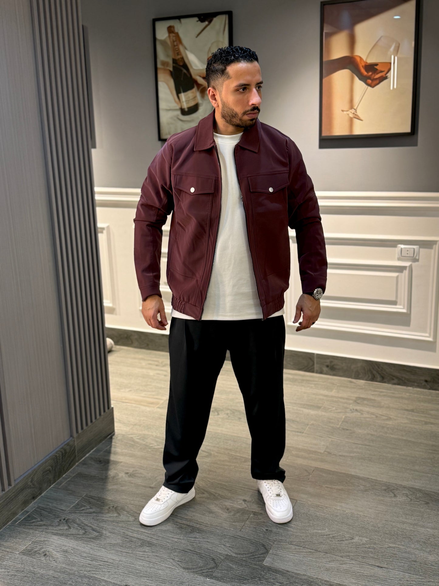 Burgundy jacket suide