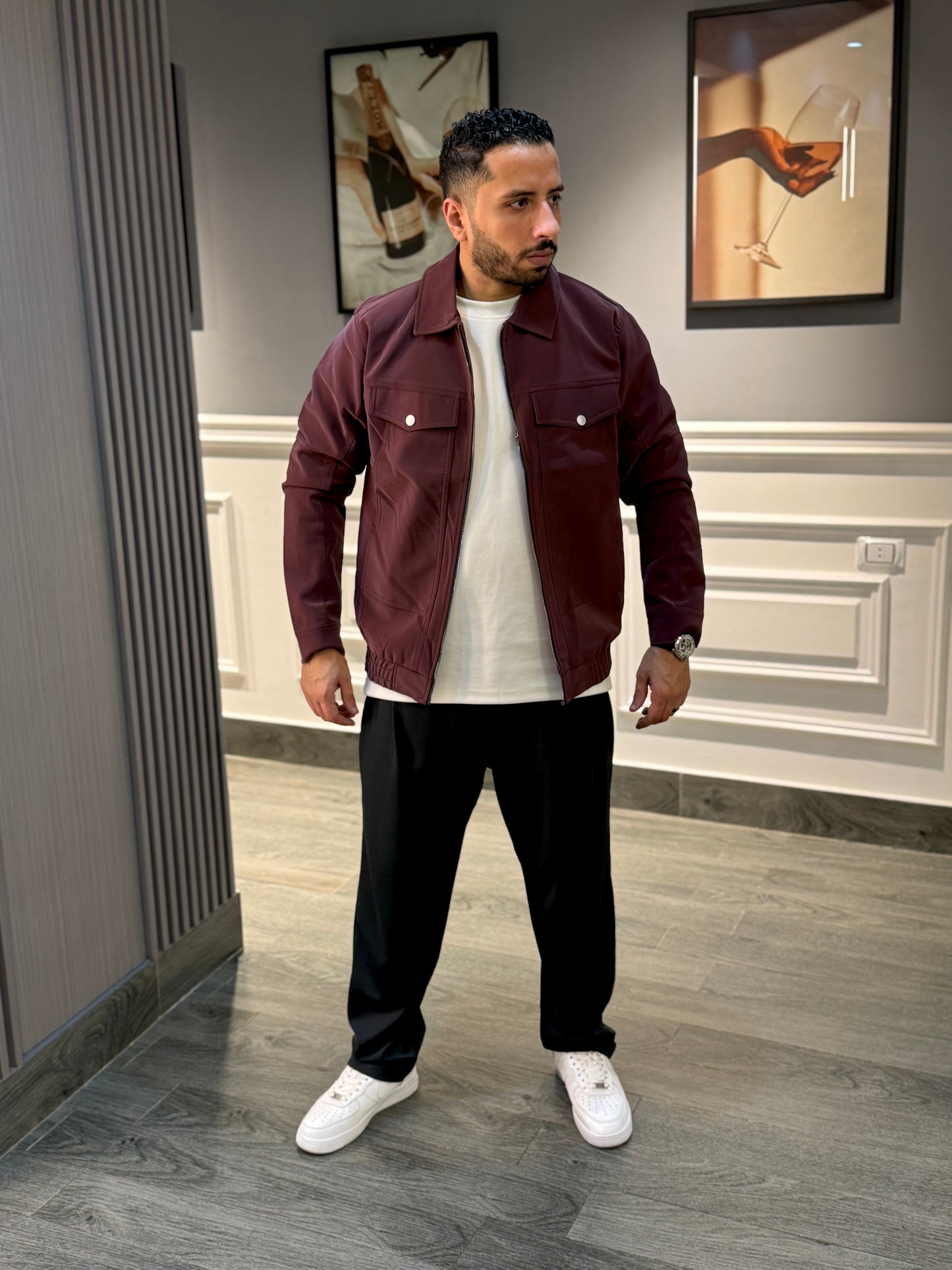 Burgundy jacket suide