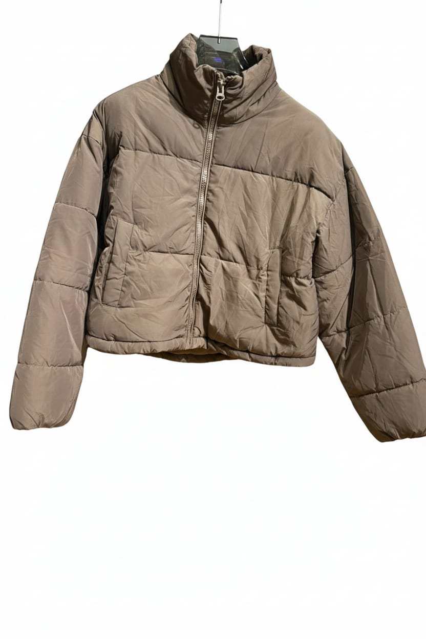 Brown cropped puffer